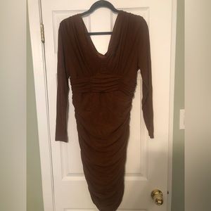 Brown ruched dress